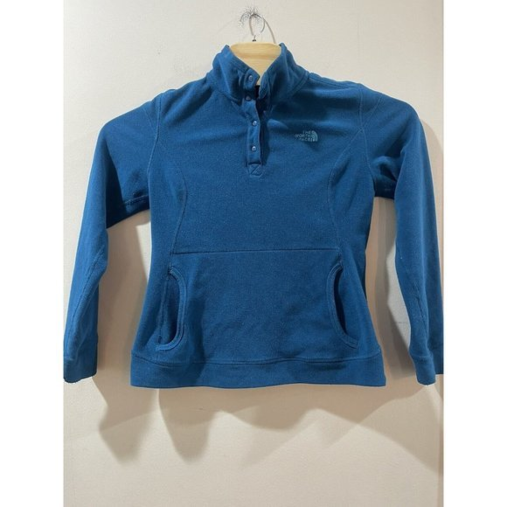 North Face Fleece Pullover Jacket M Teal Pocket‎ Handwarmer Polartec